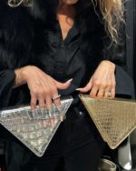 Geantă TRIANGLE Auriu Croco - imagine 4