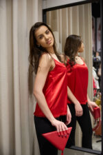 Geantă TRIANGLE Roșie Cu Franjuri - imagine 10