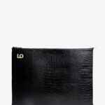 Geantă Plic Supradimensionată Negru Croco