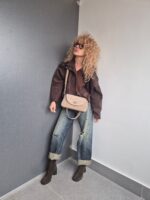 Geantă LEYLA Negru Suede - imagine 6