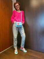 Geantă MINI LOVE Bleu Perlat cu Inimă - imagine 3