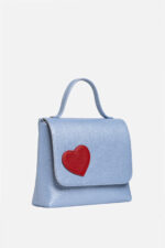 Geantă MINI LOVE Bleu Perlat cu Inimă - imagine 3