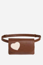 Geantă Borsetă TRIA Maro cu Inimă Crem