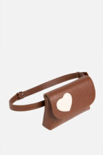 Geantă Borsetă TRIA Maro cu Inimă Crem - imagine 2