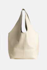 Geantă SACK Crem cu Inele Metalice Negre - imagine 4