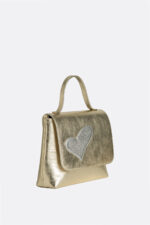 Geantă MINI LOVE Aurie cu Inimă Rebelă Argintie - imagine 3