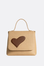 Geantă MINI LOVE Bej cu Inimă Rebelă Maro