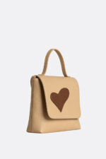Geantă MINI LOVE Bej cu Inimă Rebelă Maro - imagine 3