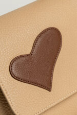 Geantă MINI LOVE Bej cu Inimă Rebelă Maro - imagine 6