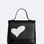 Geantă MINI LOVE Neagră cu Inimă Rebelă Albă