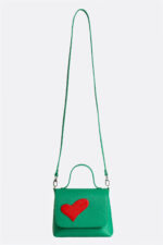 Geantă MINI LOVE Verde cu Inimă Rebelă Roșie - imagine 2