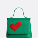 Geantă MINI LOVE Verde cu Inimă Rebelă Roșie
