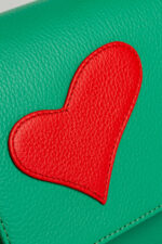 Geantă MINI LOVE Verde cu Inimă Rebelă Roșie - imagine 5