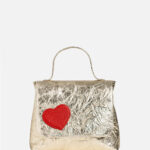 Geantă MINI LOVE Aurie cu Inimă Roșie