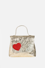 Geantă MINI LOVE Aurie cu Inimă Roșie