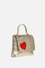 Geantă MINI LOVE Aurie cu Inimă Roșie - imagine 4