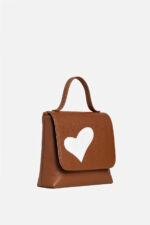 Geantă MINI LOVE Camel cu Inimă Rebelă Albă - imagine 4